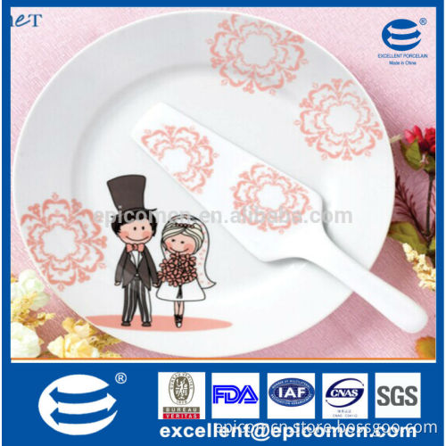 STOCK chinaware wedding utensil 2pcs 10.5" round cake plate with spatula